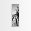 Walkway Shadows, Coastal Path, Minimalist Silhouette, Black and White Art, Framed Canvas Print, Hallway Decor, Calm Modern Wall Art