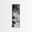 Island View, Palm Shoreline, Tropical Escape, Framed Canvas Print, Beach House Wall Art, Coastal Summer Decor, Zen Ocean Aesthetic