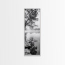 Misty Lake, Tree Reflection, Tranquil Morning, Framed Canvas Print, Bedroom Wall Art, Serene Nature Photography, Minimalist Art Style
