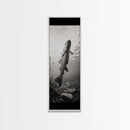 Rising Trout, Underwater Fish, Nature Close-Up, Canvas Print, Cabin Wall Art, Rustic Decor, Fishing Lover Gift, Black and White Art