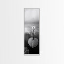 Minimalist Lotus, Zen Flower, Misty Pond, Tranquil Nature, Monochrome Botanical Framed Canvas Print, Bedroom Meditation Wall Decor
