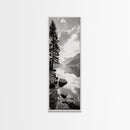 Mountain Lake Peace, Still Water View, Nature Escape, Framed Canvas Print, Living Room Wall Art, Nordic Cabin Decor, Minimal Landscape