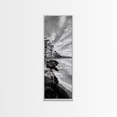 Coastal Resort Scene, Waves Rocks Hotel, Tropical Vacation Art, Beach House Wall Decor, Canvas Print, Living Room Style, Coastal Minimalist