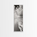 Beach Horizon, Ocean Calm, Foamy Shore, Black White Coastal Art, Canvas Print, Bathroom Decor, Peaceful Coastal Minimalist Style