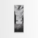 Seaside Cliffs, Ocean Gateway, Tranquil Cove, Framed Canvas Print, Nautical Wall Art, Modern Coastal Decor, Neutral Beach Style