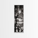 Sunlight Tree, Autumn Glow, Nature Shadowplay, Black White Forest Scene, Canvas Print, Fall Living Room Art, Boho Earthy Wall Decor