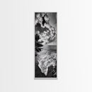 Rocky Coastline, Ocean Foam, Sunset Glow, Framed Canvas Print, Nautical Wall Art, Beach House Decor, Moody Seascape Photography