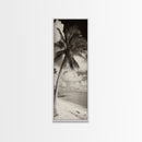 Tropical Palm Tree, Seaside Tranquility, Island Breeze, Framed Canvas Print, Bathroom Wall Art, Boho Beach Decor, Coastal Vibes