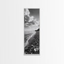 Pebble Beach, Gentle Waves, Coastal Calm, Framed Canvas Print, Minimalist Bathroom Wall Art, Nature Texture Decor, Seaside Zen, Office Wall Art