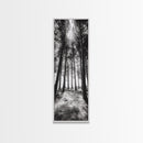 Pine Forest Glow, Woodland Landscape, Monochrome Nature, Boho Style, Framed Canvas Print, Entryway Print, Living Room Wall Art, Game Room Art