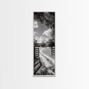 Country Road, Wooden Fence, Open Fields, Tree Shadows, Canvas Print, Rustic Farm Wall Art, Minimalist Nature Photography, Entryway Home Decor
