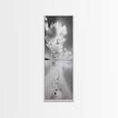 Footprints Beach Path, Ocean Shore Wall Art, Minimalist Seascape Style, Relaxing Bathroom Decor, Framed Canvas Print, Coastal Vibes