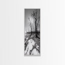Haunting Tree Silhouettes, Forest Edge, Black White Nature, Desert Trees, Framed Canvas Print, Fall Art, Living Room Wall Art