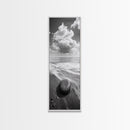 Beach Stone, Ocean Foam, Rolling Waves, Canvas Print, Nature Inspired Art, Coastal Decor, Serene Living Room Wall Art, Tranquil Design