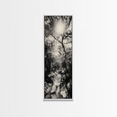 Forest Path, Sunburst Trees, Woodland Trail, Nature Light Framed Canvas Print, Boho Entryway Wall Art, Autumn Rustic Home Decor