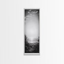 Horizon Glow, Ocean Sunset, Seaside Path, Tranquil Evening Framed Canvas Print, Nature Inspired Bedroom Wall Art, Zen Minimalist Decor