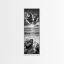 Rocky Sea, Glowing Horizon, Soft Waves, Twilight Sky, Canvas Print, Coastal Art, Living Room Wall Art, Seaside Modern Decor