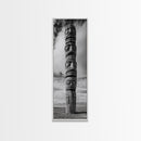 Totem Pole, Tribal Faces, Historic Symbolism, Canvas Print, Cultural Wall Decor, Office Wall Art, Rustic Museum Style Photography