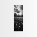Wildflower Field, Alpine Meadow, Mountain Backdrop, Nature Print, Serene View, Framed Canvas Print, Living Room Wall Art, Rustic Farmhouse Decor