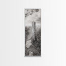 Rural Path, Weathered Stone, Grassy Trail, Framed Canvas Print, Rustic Nature Wall Art, Minimalist Entryway Decor, Autumn Landscape Art
