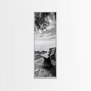 Lakeside Bench View, Peaceful Nature Scene, Tranquil Reflection Print, Minimalist Wall Decor, Zen Office Art, Framed Canvas Print