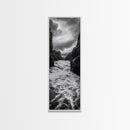 Wild River Path, Nature Wall Decor, Adventure Landscape, Monochrome Rapids, Framed Canvas Print, Rustic Living Room Wall Art, Moody Photography