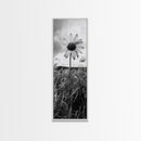 Single Daisy Bloom, Minimalist Botanical, Black White Flower, Framed Canvas Print, Nature Inspired Art, Bedroom Wall Decor, Modern Farmhouse