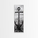 Nautical Anchor, Coastal Vibes, Marine Decor, Ocean-Inspired, Bold Statement, Framed Canvas Print, Entryway Wall Art, Rustic Beach Style