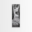 Ocean Gap, Cliffside Horizon, Black White Waves, Framed Canvas Print, Modern Coastal Wall Art, Nautical Living Room Decor,  Nature Decor