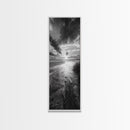Sunset Shore, River Stream, Dramatic Sky, Framed Canvas Print, Nature Wall Art, Fall Landscape Decor, Tranquil Home Accent, Rustic Room Decor