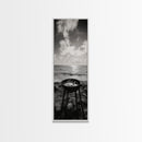Smoky Grill, Seaside BBQ, Coastal Cooking, Framed Canvas Print, Rustic Outdoor Kitchen Art, Summer Vibes Wall Decor, Moody Beach Scene