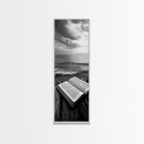 Seaside Book, Ocean Reading, Stormy Sky, Canvas Print, Cozy Beach House Art, Library Decor, Literary Wall Art, Moody Coastal Style