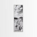 Sandy Trail, Dune Path, Footprints Grass, Canvas Print, Fall Coastal Decor, Boho Entryway Art, Black and White Beach Landscape