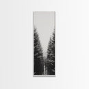 Snowy Forest, Pine Trees, Winter Woods, Minimal Art, Nordic Aesthetic, Canvas Print, Christmas Decor, Cozy Living Room Wall Art