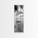 Lakeside Swing Stillness, Serene Water View Print, Peaceful Dock Photography, Canvas Print, Tranquil Bedroom or Office Wall Art