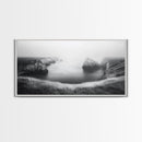 Serene Fog Cliffs, Dreamy Coastline, Soft Light Seascape, Canvas Print, Tranquil Bedroom Wall Art, Minimal Nature Photography
