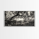 Twisted Forest Canopy, Ancient Trees, Mystical Woodland, Canvas Print, Boho Living Room Art, Black and White Nature Print, Cabin Decor