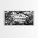 Tree Arch Reflection, Tranquil River View, Nature Canopy Water, Framed Canvas Print, Bedroom Wall Art, Zen Landscape Art, Cabin Decor