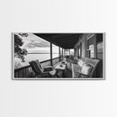 Porch Lake View, Rustic Escape, Cabin Life, Vintage Charm, Framed Canvas Print, Entryway Wall Art, Country Home Aesthetic, Cozy Style