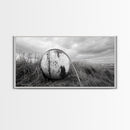 Coastal Buoy, Nautical Sphere, Fishing Rope, Beach Grass, Framed Canvas Print, Coastal Bathroom Art, Seaside Wall Decor, Rustic Style
