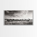 Elk Herd, Prairie Wildlife, Autumn Nature, Rustic Landscape, Framed Canvas Print, Western Wall Decor, Cabin Art, Living Room Print
