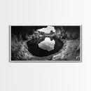 Sea Cave, Rocky Texture, Coastal Reflection, Natural Formations, Framed Canvas Print, Bathroom Art, Earthy Wall Decor, Zen Style