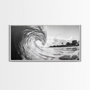 Ocean Wave Art, Coastal Decor, Heart Wave Wall Art, Black and White Photography, Canvas Print, Beach Bathroom, Surf Vibes, Minimalist Surf Home
