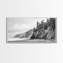 Pacific Coast Cliffs, Moody Nature Photography, Ocean View Landscape, Framed Canvas Print, Coastal Bedroom or Office Wall Art
