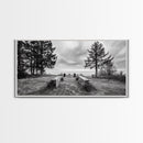 Coastal Graveyard, Moody Seascape, Quiet Reflection Scene, Framed Canvas Print, Gothic Office or Haunted Fall Wall Art Decor, Hallway Wall Art