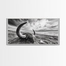 Highland Bull, Ocean Cliff, Coastal Wildlife, Nature Scene, Framed Canvas Print, Rustic Wall Decor, Farmhouse Wall Art, Cabin Aesthetic