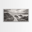 Coastal Cliff Path, Ocean View Trail, Windswept Grass Art, Seaside Wall Decor, Framed Canvas Print, Bedroom Art, Nature Lover Gift
