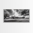 Southwestern Ranch Home, Texas House Scene, Peaceful Rural Living, Framed Canvas Print, Rustic Landscape Art, Living Room Decor