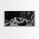 Jungle Snake Scene, Reptile Animal Art, Bold Black and White, Framed Canvas Print, Wildlife Decor, Man Cave or Study Wall Art