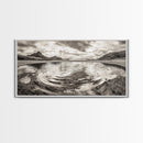 Rippled Water, Mountain View, Serene Beach, Nature Landscape, Canvas Print, minimalist art, spa decor, Scandinavian wall accent